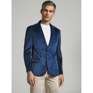 Alfani Velvet Blazer Men 40R Blue Slim Fit Sport Coat Dinner Jacket Polished NWT